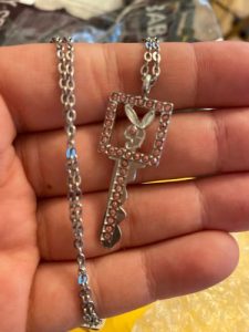 Pink Crystal Playboy Bunny Key Necklace photo review