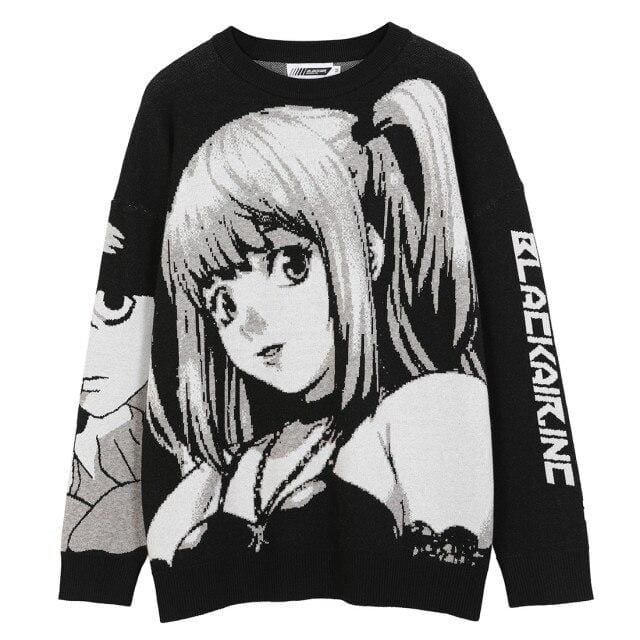 Anime Girl Harajuku Knitted Sweater | Black / XL
