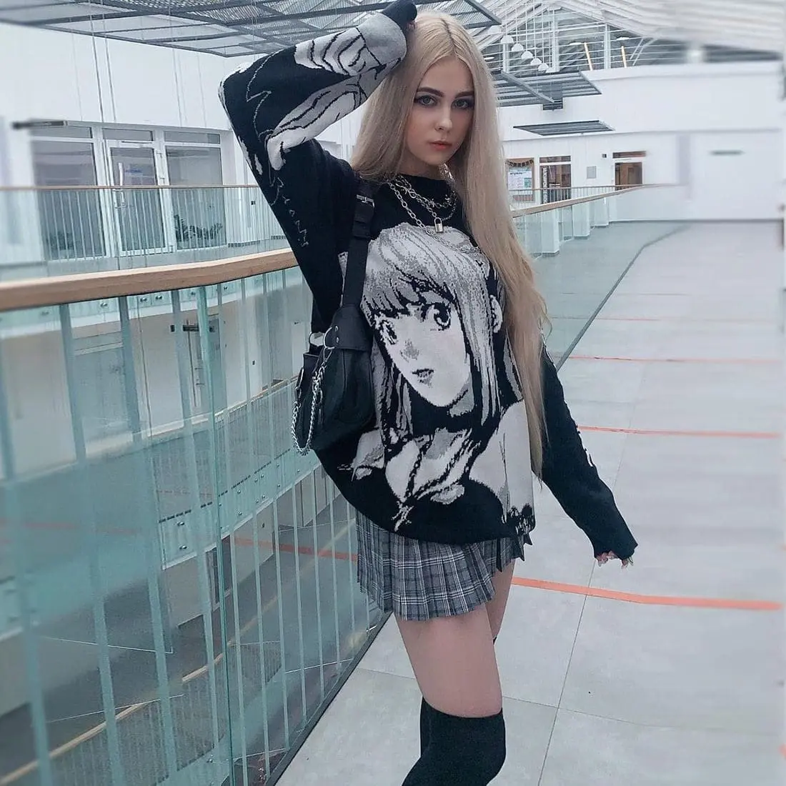 Knitted anime sweater hot sale