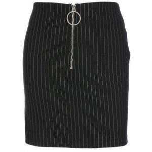 Black Pin Stripe Mini Skirt | S