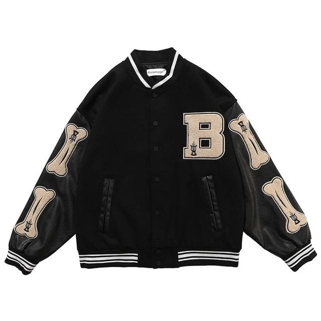 Bone College Bomber Jacket | Black / L