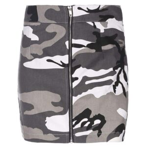 Camo Mini Skirt - Grey