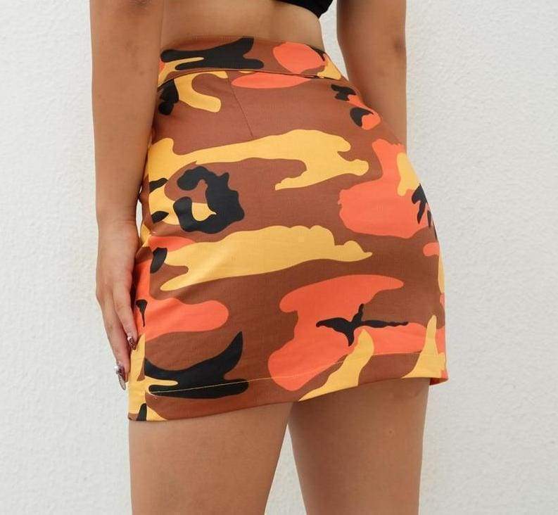 Camo Mini Skirt - Orange