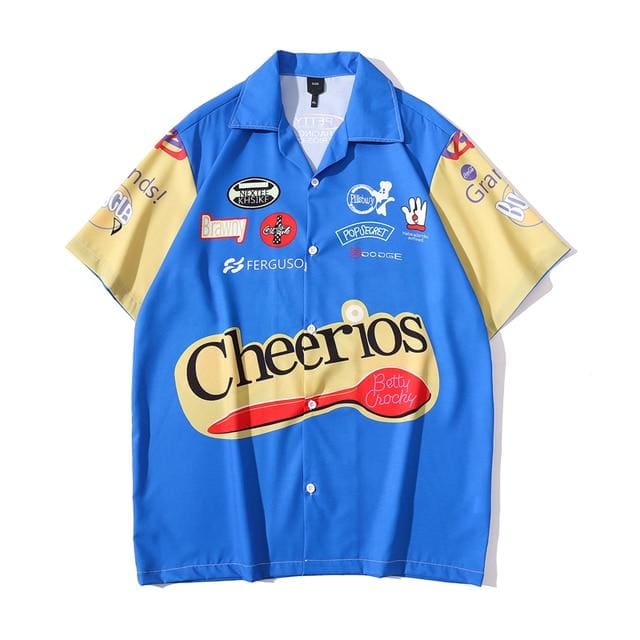 Cheerios Retro Racing Shirt | Blue / L