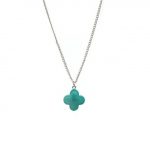 Clover Necklace | Silver-Blue-green / 40cm