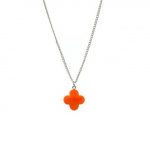 Clover Necklace | Silver-Orange / 40cm