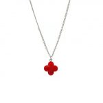 Clover Necklace | Silver-Red / 40cm
