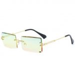 Diamond Cut Rectangle Frame Sunglasses | Green