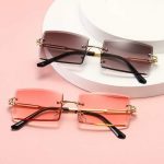 Diamond Cut Rectangle Frame Sunglasses