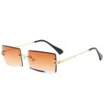 Diamond Cut Rectangle Frame Sunglasses | Brown