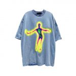 Distorted Portrait Graphic T-Shirt | Blue / L