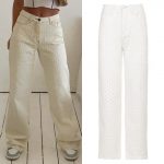 Ecru Pulled Distressed Slouchy Jeans | Cream / 27