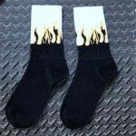 Flame Skateboard Socks | Black / White