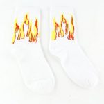 Flame Skateboard Socks | White / Yellow