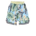 Floral Cotton Drop-Rise Shorts | Blue / L