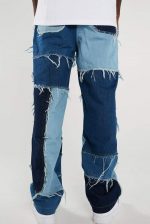 Frayed Patchwork Denim Skate Jeans