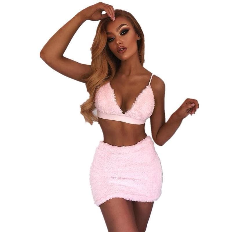 Furry Pink Two Piece