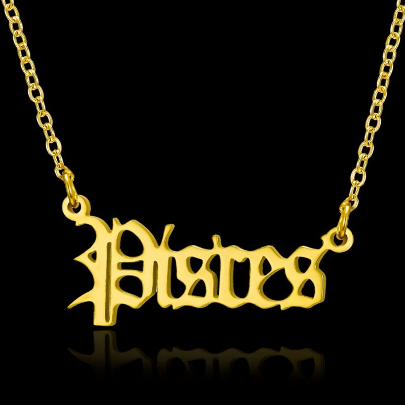 Gold Zodiac Name Necklace - Streetgarm