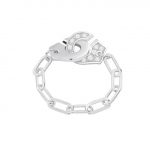 Handcuff Ring | 6 / Silver Half Stone