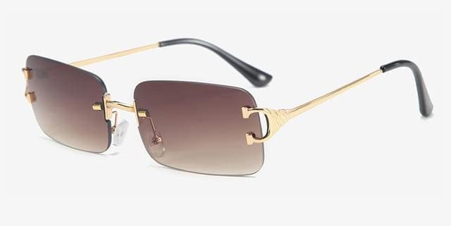 Large Square Rimless Sunglasses | Brown