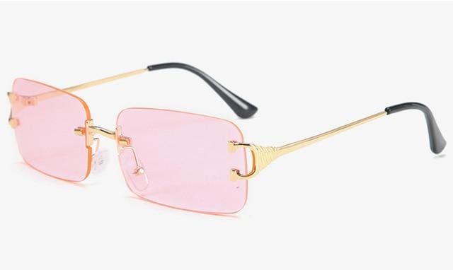 Large Square Rimless Sunglasses | Pink