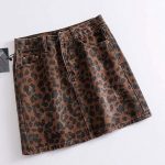 Leopard Print Denim Skirt | L