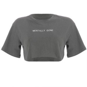 Mentally Gone Cropped T-Shirt | Grey / L