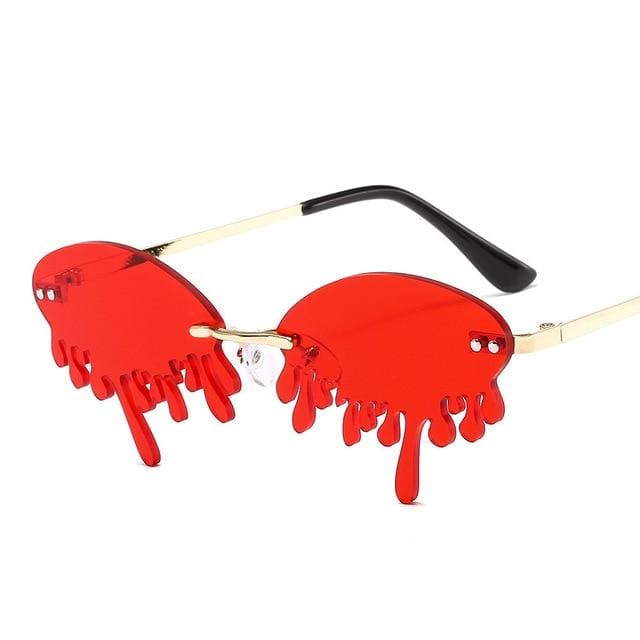 Oval Rimless Drip Sunglasses | Red