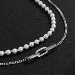 Pearl Necklace Link Chain Set