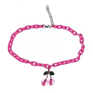 Pink Cherry Acrylic chain Necklace