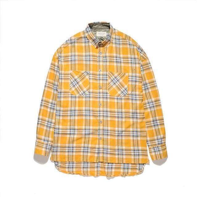 Plaid Flannel Shirt - Yellow | L