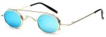 Retro Metal Clip Sunglasses | Gold Frame Blue