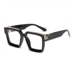 Retro Square Millionaires Sunglasses | Black Clear