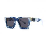 Retro Square Millionaires Sunglasses | Blue White Grey