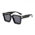 Retro Square Millionaires Sunglasses | Matte Black Grey