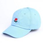 Rose Embroidered Cap | Blue