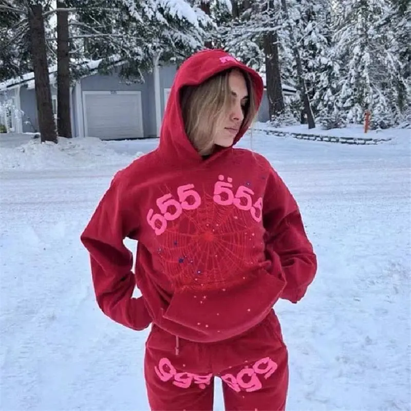 Sp5der Worldwide Red 555 Hoodie - Streetgarm