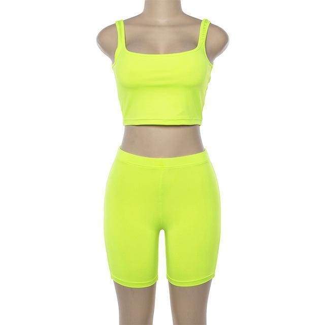 Stretch Crop Top + Race Shorts | Green / S