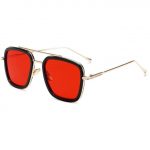 Tony Stark Pilot Square Metal Sunglasses | Gold Red