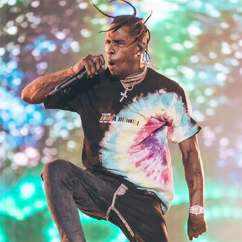 travis scott astroworld festival run tie dye tee black