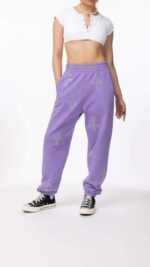 Chrome Cross Rhinestone Joggers - Purple