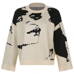 Y2K Abstract Face Jumper