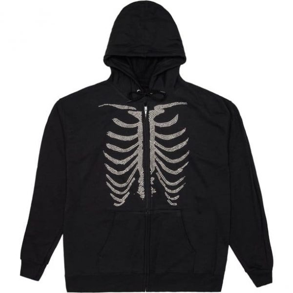 Y2k Rhinestone Skeleton Hoodie - Streetgarm