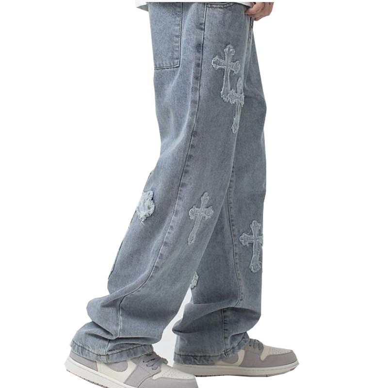 Chrome Cross Embroidered Jeans
