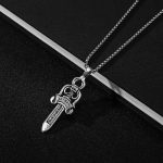 Chrome Cross Sword Pendant Necklace