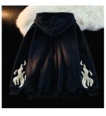Cross Flame Embroidered Zip Hoodie