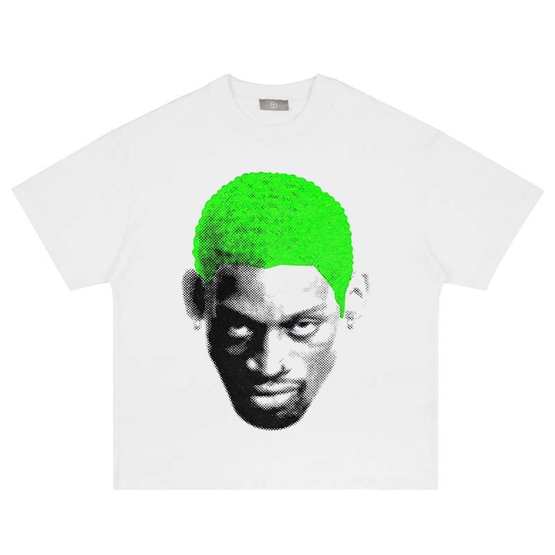 Dennis Rodman Bright Hair Graphic T-Shirt - Green, XXL