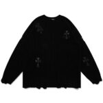 Leather Cross Knit Sweater