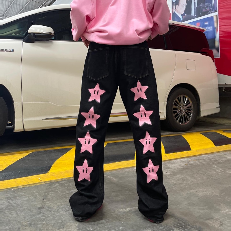 Pink Star Y2k Baggy Jeans