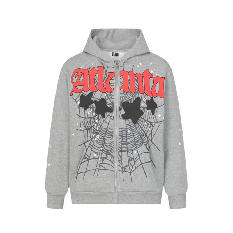 Sp5der Atlanta Full Zip Gray Hoodie - Streetgarm